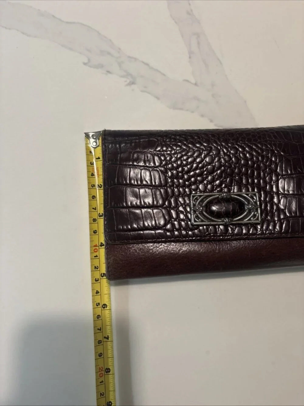 Brighton Wallet Bifold Leather Alligator Card Organizer Checkbook Vintage Brown